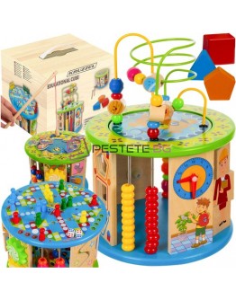 Дървен образователен куб монтесори за деца с много функции и игри 11в1